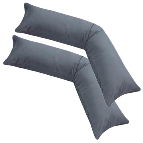 2er-Set Jersey Qualitäts Kissenbezug Kissenhülle für Seitenschläferkissen 100% Baumwolle mit Reißverschluss in 18 Farben (anthrazit, 40x200 cm) von PremiumShop321