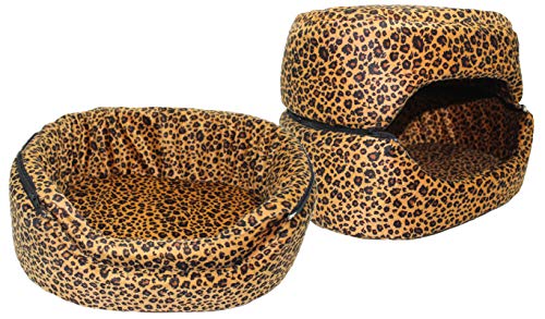 Premiumshop321 Empress Cat 3in1 Katzenhöhle Katzenbett Katzenkörbchen Luxusbett 35x45 cm (Leopard) von PremiumShop321