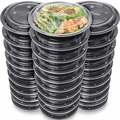 [30er Pack] 1-Fach Meal Prep Container mit Deckel - Boxen Wiederverwendbar Mikrowellengeeignet Spülmaschinenfest - Essensbox Lunchbox Luftdichter Deckelverschluss von Prep Naturals