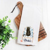 Bombay Katze Mehlsack Handtuch, Geschirrtuch, Geschenk, Katzenmama, Katzenpapa, Personalisierter Name, Haustiername Aquarell Haustierportrait von Preppypineapplehome