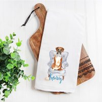Boxer Mehlsack Handtuch, Geschirrtuch, Hund Mama, Papa, Personalisierter Name, Haustier Name Geschenk, Aquarell Portrait, Floral Krone Boxer Mehlsack Handtuch, Geschirrtuch, Hund Mama, Papa, Personalisierter Name, Haustier Name Geschenk, Aquarell Portrait, Floral Krone von Preppypineapplehome