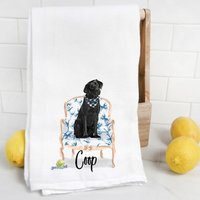 Custom Black Golden Retriever Mehlsack Handtuch, Geschirrtuch, Hundemama, Hundepapa, Personalisierter Name, Labradoodle, Aquarell Tierportrait von Preppypineapplehome