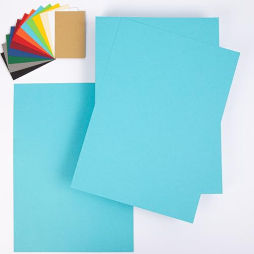 PresentFill® Tonkarton A4 Azur Blau | 50 Blatt | 210g/m² | Bastelkarton aus 100% Recycling Kraftkarton | Made in Germany | Farbkarton | Bastelpappe zum basteln | bemalen | zeichnen von Present Fill