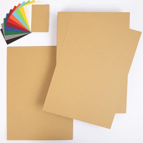PresentFill® Tonkarton A4 Natur Braun | 100 Blatt | 230g/m² | Bastelkarton aus 100% Recycling Kraftkarton | Made in Germany | Farbkarton | Bastelpappe zum basteln | bemalen | zeichnen | drucken von Present Fill