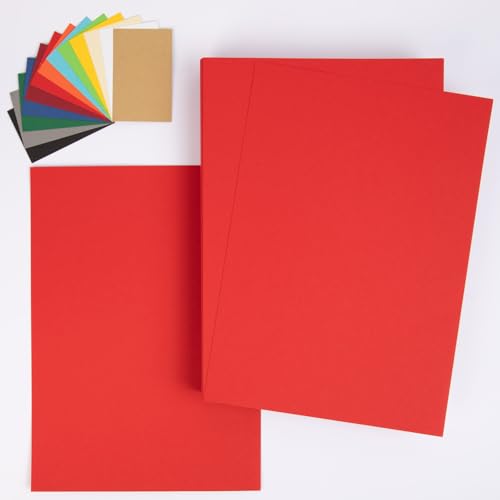 PresentFill® Tonkarton A4 Rubin Rot | 50 Blatt | 210g/m² | Bastelkarton aus 100% Recycling Kraftkarton | Made in Germany | Farbkarton | Bastelpappe zum basteln | bemalen | zeichnen von Present Fill