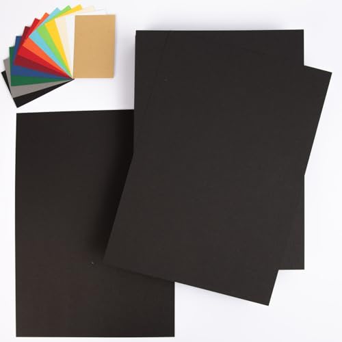 PresentFill® Tonkarton A4 Schwarz | 50 Blatt | 210g/m² | Bastelkarton aus 100% Recycling Kraftkarton | Made in Germany | Farbkarton | Bastelpappe zum basteln | bemalen | zeichnen von Present Fill