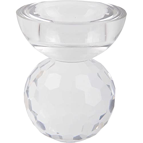 Present Time - Crystal - Kerzenleuchter - Kerzenständer - Glas - Facettiert - Farbe: Transparent - Maße: 7 x 7 x 8,5 cm von Present Time