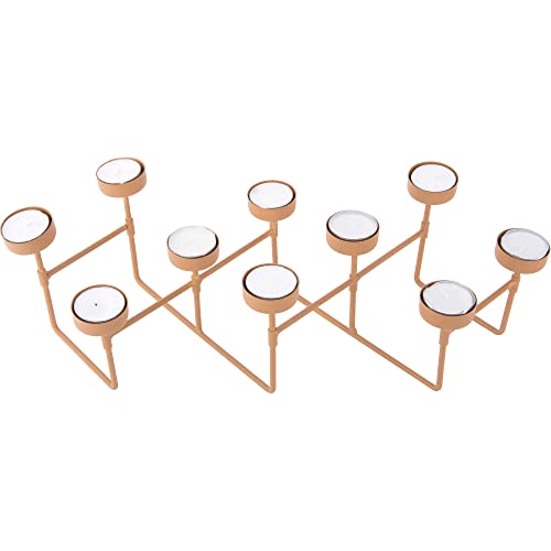 Present Time - Harmonica -Tea Light Holder/Teelichthalter/Kerzenleuchter - Metall - Matt - Caramel Brown - 49 x 16 x 12,5cm von Present Time
