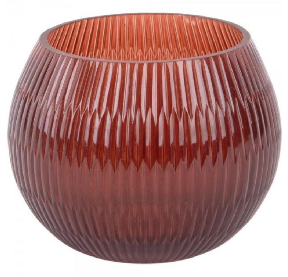 Present Time Kerzenhalter Teelichthalter Chique Ribbed Glass Ochre Red (12x9cm) von Present Time