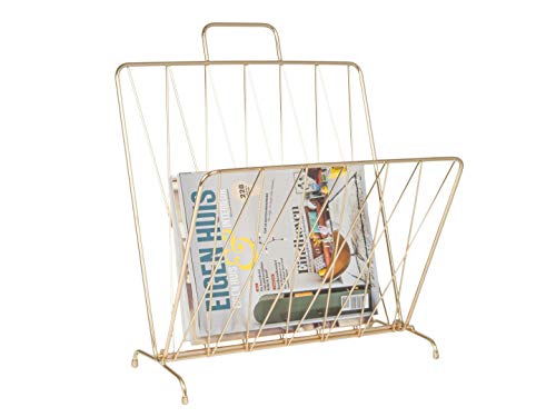 Present Time - Magazinständer - Zeitschriftenständer - faltbar - Metall - Farbe: Gold - 40 x 27 x 56 cm von Present Time