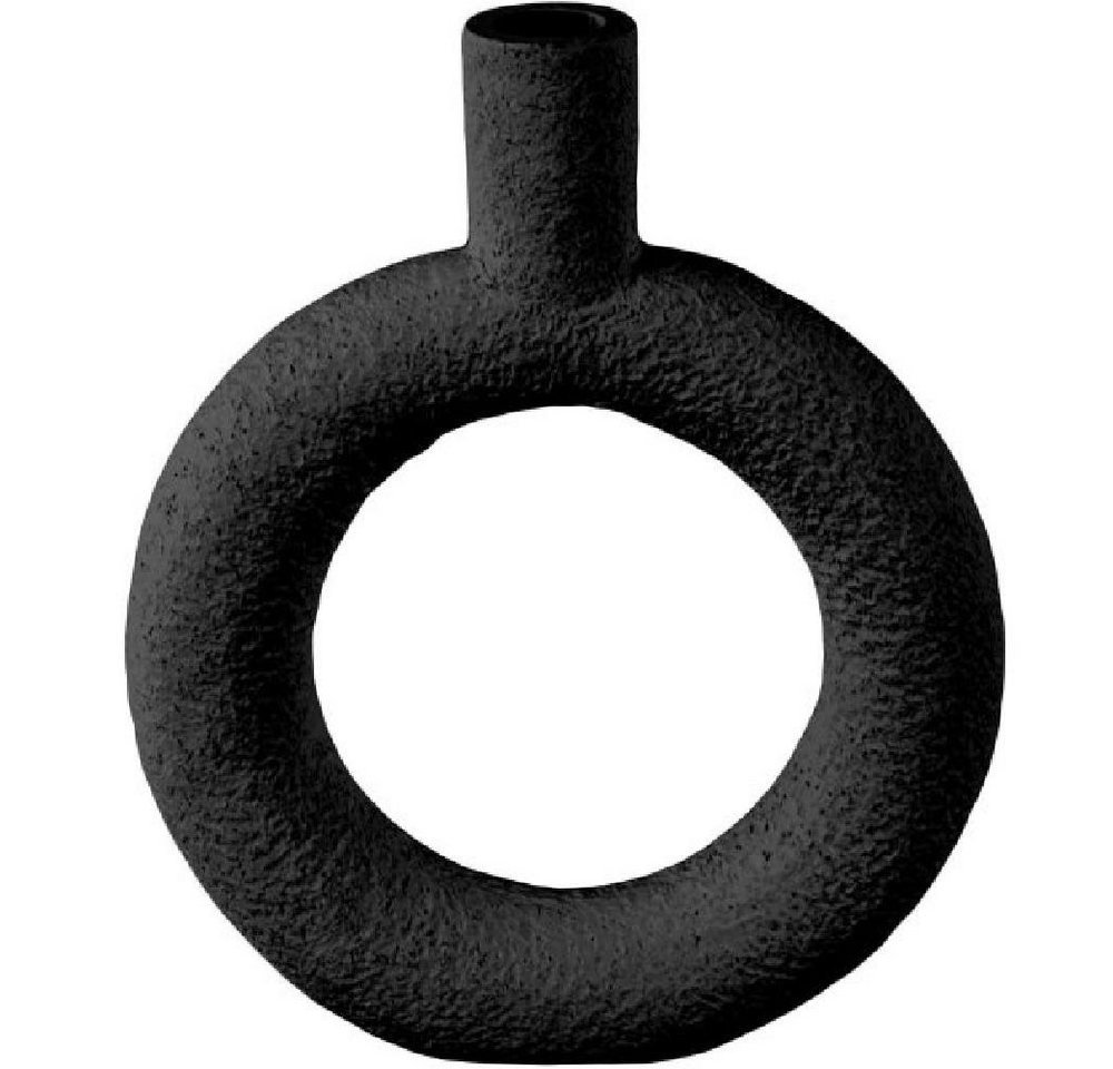 Present Time Skulptur Vase Ring Oval Round Polyresin Black (18x3,5x22,5cm) von Present Time