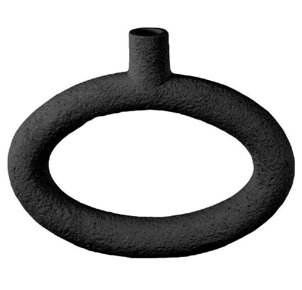 Present Time Skulptur Vase Ring Oval Wide Polyresin Black (25x3,5x20,5cm) von Present Time