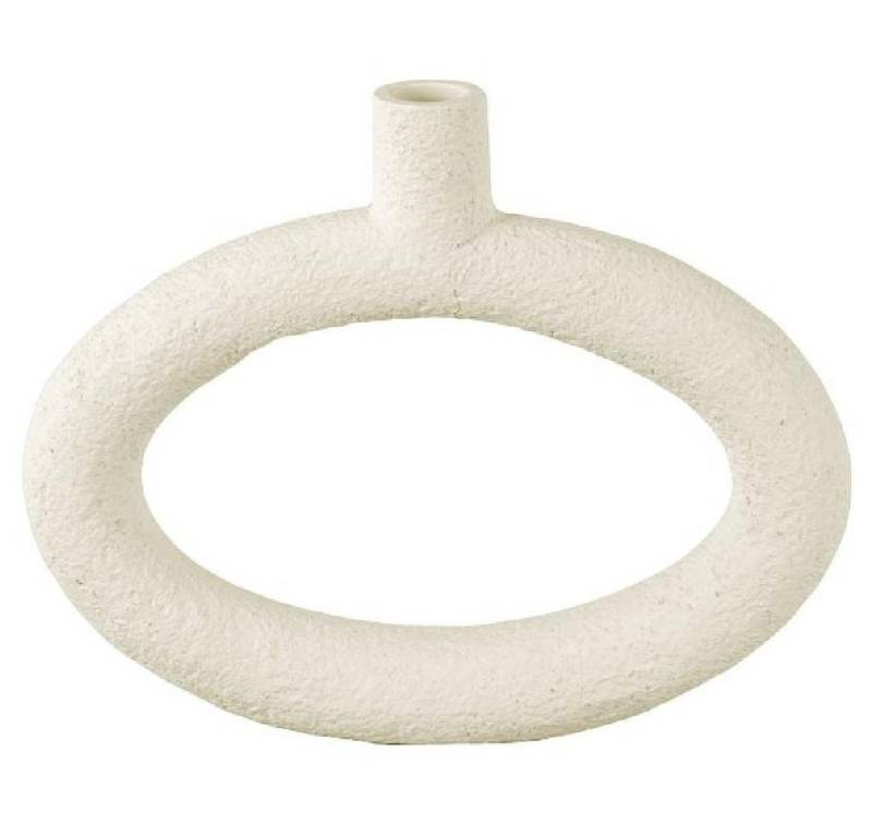 Present Time Skulptur Vase Ring Oval Wide Polyresin Ivory (25x3,5x20,5cm) von Present Time