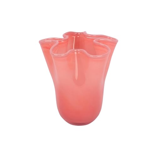 [DL] Vase Ruffles Glass medium pink w. Soft pink Rim von Present Time