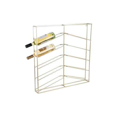 Present Time Weinregal Cuadro - Helles Gold - 67x7.5x66cm - Rechteck - Eisen - Weinregal für Flaschen - Flaschenregal - Kellerregal - Regale - Flaschenhalter von Present Time