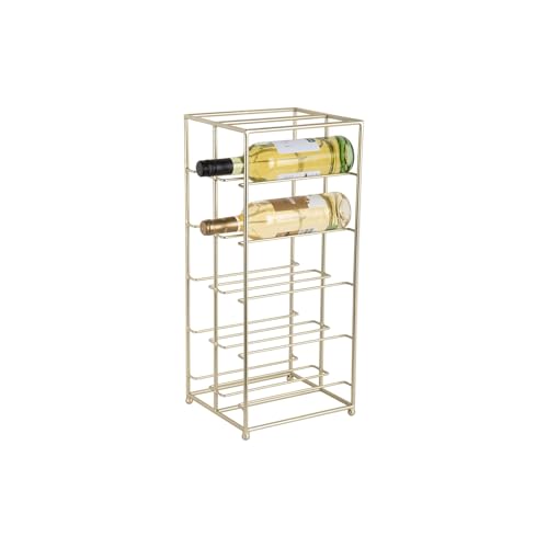 Present Time Weinregal Dual Floor - Gold lackiert - 25x22.5x57cm - Rechteck - Eisen - Weinregal für Flaschen - Flaschenregal - Kellerregal - Regale - Flaschenhalter von Present Time