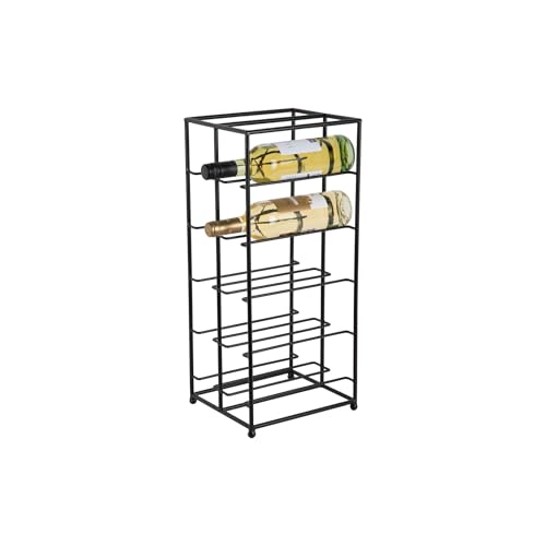 Present Time Weinregal Dual Floor - Schwarz - 25x22.5x57cm - Rechteck - Eisen - Weinregal für Flaschen - Flaschenregal - Kellerregal - Regale - Flaschenhalter von Present Time