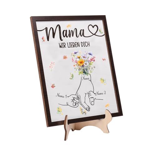 Muttertagsgeschenk für Mama Ich liebe dich Mama Personalisiertes Holzschild mit 1-6 Namen Dekoration Geschenk Muttertag (2 name) von Presentimental