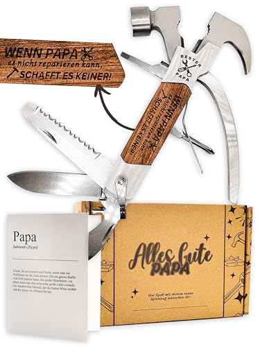 Multitool für Papa – Papa Geschenk mit Gravur – Hochwertiges Edelstahl Werkzeug mit Hammer, Messer, Schraubendreher & mehr – Perfekt für Heimwerker, Camping & Outdoor Abenteuer (geschenke für männer) von Presentix