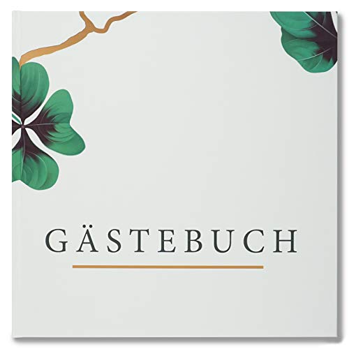 PRESENTOU Gästebuch mit Hardcover 21x21cm | Fotobuch zur Hochzeit Taufe oder Geburtstag | Hochzeits-buch Hochzeits-album Hochzeits-geschenk Hochzeits-gästebuch (Weiß, Ohne Fragen) von Presentou