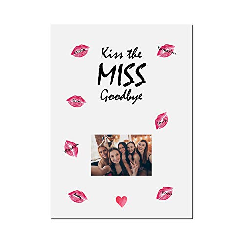 PRESENTOU Kiss the Miss Goodbye Leinwand als Erinnerung/Andenken an den Junggesellenabschied Junggesellinnenabschied | JGA Spiel | Bachelorette Party 30 x 40cm Leinwand von Presentou