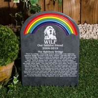 Personalisiertes Haustier-Denkmal, Schiefer Grabstein, Regenbogen-Brücken-Design, Personalisiert Mit Ihrem Foto, 45cm X 27cm von PresentsMadePersonal