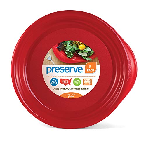 Preserve Everyday BPA Free Dinner Plates Made from Recycled Plastic, Set of 6, Pepper Red von Preserve