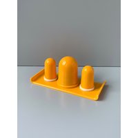 Menage Peffer & Salzstreuer Tischset Ddr Design Orange Polyha Plastik Gdr 80Er East Germany von Pressecafe