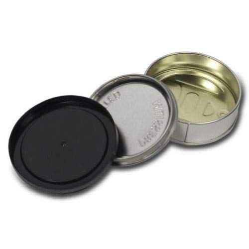 60 x 100 ml Dosen, Tuna Press - Self Seal Dosen mit Deckel (schwarz oder weiß) aus Kunststoff. von Pressitin