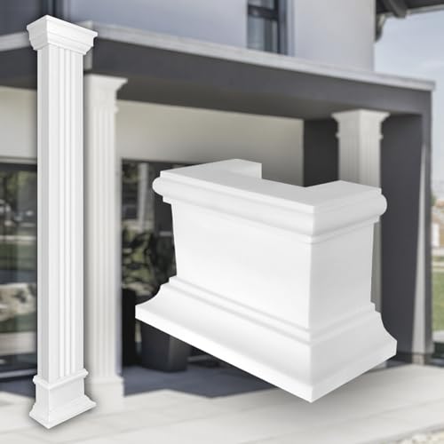 PRESTIGE DECOR Säulen und Halbsäulen eckig teils kanneliert in 3 Größen, Fassadenstuck außen (Kapitell/Basis - LC118-1 halbiert) Stuck Säule Deko griechisch von Prestige Decor
