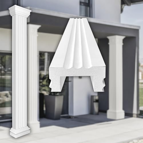 PRESTIGE DECOR Säulen und Halbsäulen eckig teils kanneliert in 3 Größen, Fassadenstuck außen (Säule - LC108-21 halbiert) Fassadenstuckprofile außen von Prestige Decor