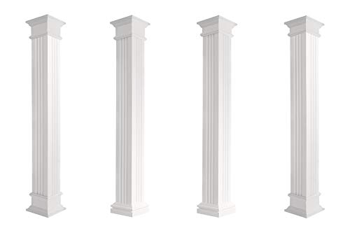 PRESTIGE DECOR Säulen und Halbsäulen eckig teils kanneliert in 3 Größen, Fassadenstuck außen (Set 4 - Größe L geschlossen) Fassade Verkleidung deko von Prestige Decor