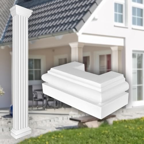 PRESTIGE DECOR Säulen und Halbsäulen eckig voll kanneliert in 3 Größen, Fassadenstuck außen (Basis - LC114-3 halbiert) korinthische Säule Podest von Prestige Decor