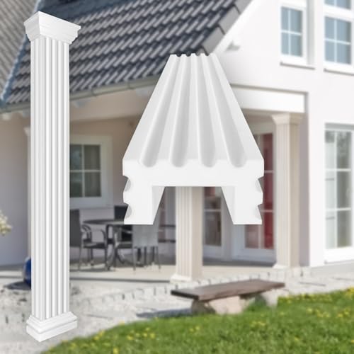 PRESTIGE DECOR Säulen und Halbsäulen eckig voll kanneliert in 3 Größen, Fassadenstuck außen (Säule - LC108-21 halbiert) Fassadenstuckprofile außen von Prestige Decor