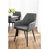 2er-Set Esszimmerstuhl, gepolstert aus Samtbezug, ca. 62 x 58,5 x 87,5 cm - Grau von Prestige Home Living Indoor