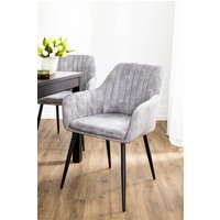 2er-Set Esszimmerstuhl, gepolstert aus Samtbezug, ca. 61 x 58,5 x 84 cm - Anthrazit von Prestige Home Living Indoor
