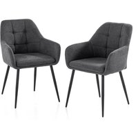 2er-Set Esszimmerstuhl, gepolstert aus Samtbezug, ca. 61 x 59 x 84,5 cm - Anthrazit von Prestige Home Living Indoor