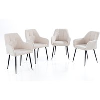 2er-Set Esszimmerstuhl, gepolstert aus Samtbezug mit Metallstruktur, ca. 61 x 59 x 85 cm - Beige von Prestige Home Living Indoor