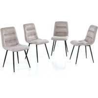 4er-Set Esszimmerstuhl ohne Armlehnen, gepolstert aus Samtbezug, ca. 59,5 x 44 x 86,5 cm - Beige von Prestige Home Living Indoor