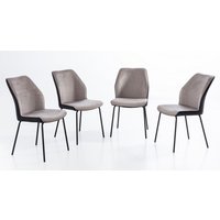 4er-Set Esszimmerstuhl ohne Armlehnen, gepolstert aus Samtbezug, ca. 62,5 x 49 x 89 cm - Beige von Prestige Home Living Indoor