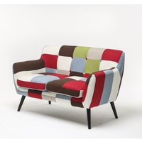 Skandinavischer 2-Sitzer Sessel Stoffbezug Patchwork - ca. 130 x 77 x 82 cm - Mehrfarbig von Prestige Home Living Indoor