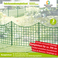 11tlg. Teichzaun Unterbogen, ca. 390 x 52,5 cm - Dunkelgrün von Prestige Home Living Outdoor