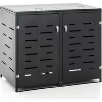 2er Mülltonnenbox aus Edelstahl, ca. 138 x 115 x 77,5 cm - Anthrazit von Prestige Home Living Outdoor