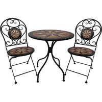 3.tlg Sitzgruppe Mosaik mit Tisch Ø 60 cm & 2 Stühlen STERN - Mehrfarbig von Prestige Home Living Outdoor