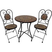 3.tlg Sitzgruppe Mosaik mit Tisch Ø 60 cm & 2 Stühlen MANDALA - Mehrfarbig von Prestige Home Living Outdoor