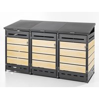 3er Mülltonnenverkleidung MÜLO in Holzoptik, ca. 211 x 85 x 130,5 cm - Anthrazit von Prestige Home Living Outdoor