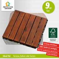 9er-Set Massivholz-Klickfliese aus Akazienholz, ca. 30 x 30 cm - Braun von Prestige Home Living Outdoor