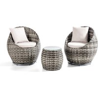 Balkonset Gartenmöbel 3 tlg. COMO aus Aluminium, drehbar, inkl. Polsterauflage - Braun von Prestige Home Living Outdoor