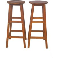 2er-Set Barstuhl aus Akazienholz, ca. 34 x 34 x 76 cm - Braun von Prestige Home Living Outdoor