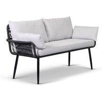 Gartensofa 2-Sitzer ANDY aus Aluminium und Rope-Geflecht inkl. Polsterauflage - Grau von Prestige Home Living Outdoor